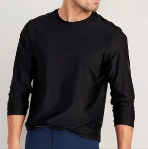 Men's Black Long Sleeve Swim Shirt Rash Guard With Uv Protection Big And Tall 4x